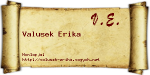 Valusek Erika névjegykártya